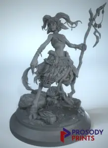 A resin render of a 3D Printable model of a fantasy Shaman that could be perfect in a game of Dugneons & Dragons.